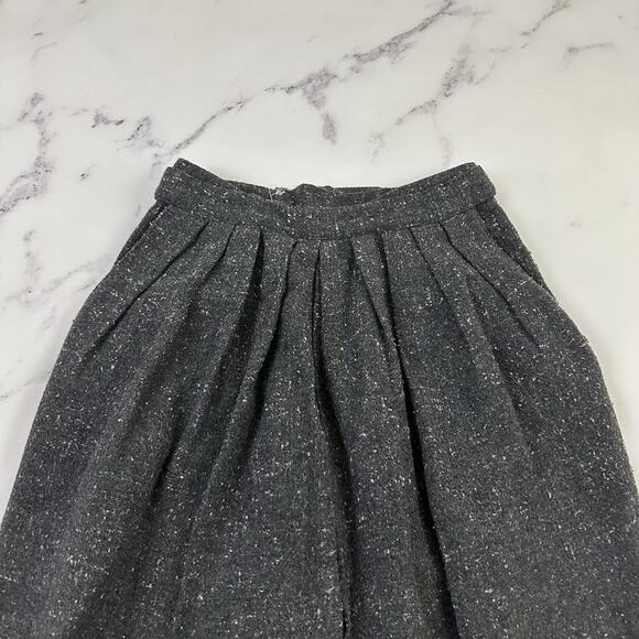 Synari Womens Vintage 80s Pleated Wool Pants Size 9 Gray Tweed Academia Tapered - Picture 2 of 12